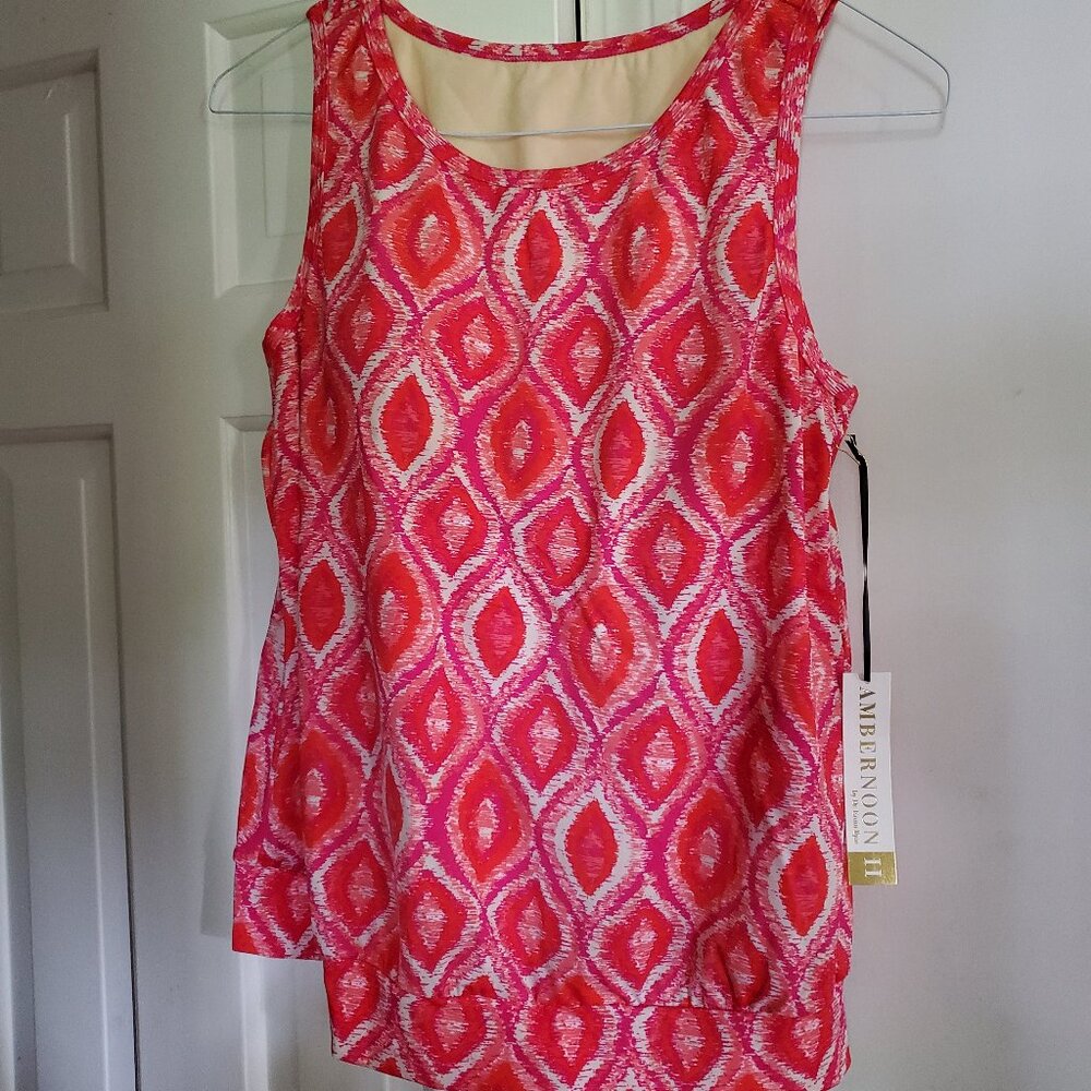 Red and Pink Swim Top Natural UV Protection